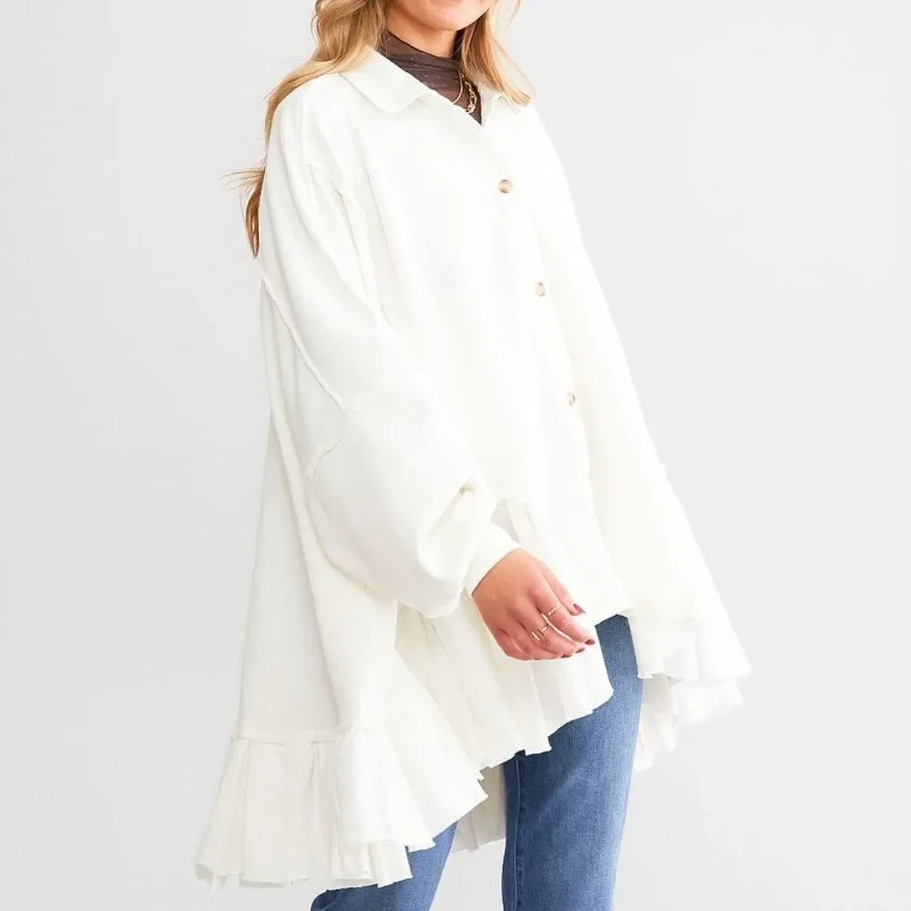 FREE PEOPLE Oversized Tunic Optic White Sweatshirt Shirt Size L NEW WITH TAG - Picture 2 of 13